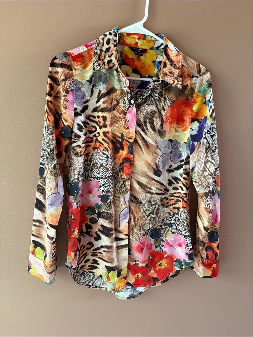 Guess by Marciano Floral & Animal Print Button-Down Blouse